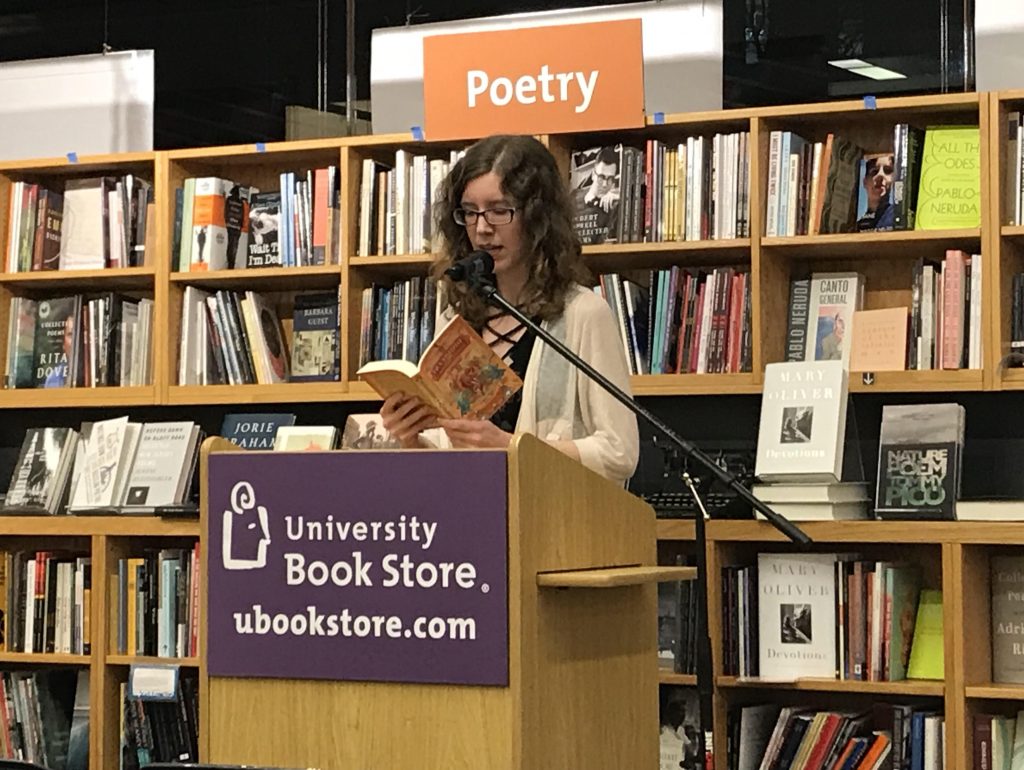 Jasmine Gower reading from MOONSHINE at the University Bookstore in Seattle